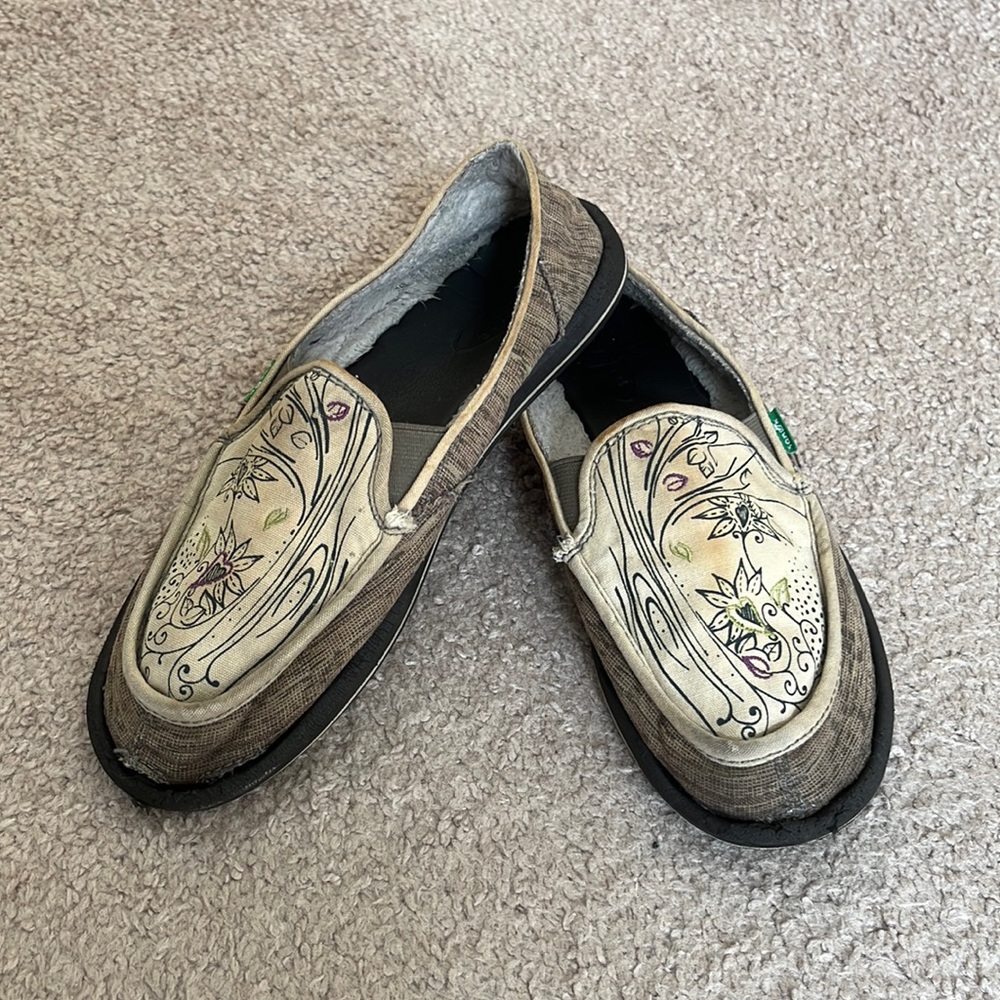 Scribble Sanuk Faux Fur Lined Slip-ons